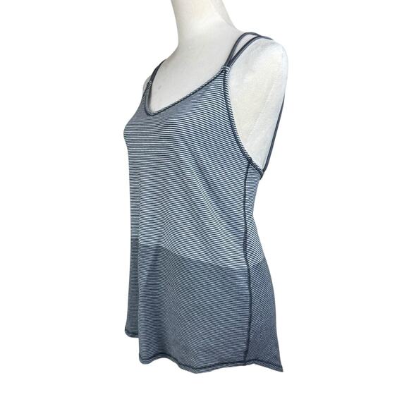 Lululemon Breezy Gray Stripe Thin Strap Open Back Lightweight Athletic Tank Top - Picture 3 of 9